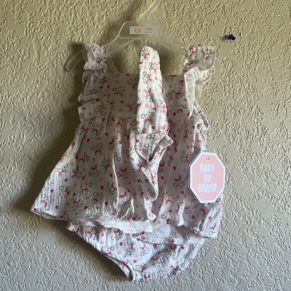 Baby Girls Bunny Print 3 pc Outfit NWT -12 mos & 18 mos